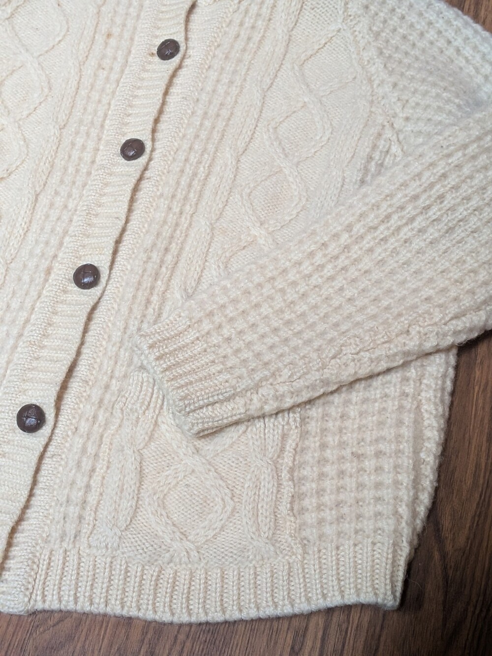 Standun Pure Irish Wool Fisherman Sweater Women's Medium (44) Cream Cable Knit - Picture 9 of 11